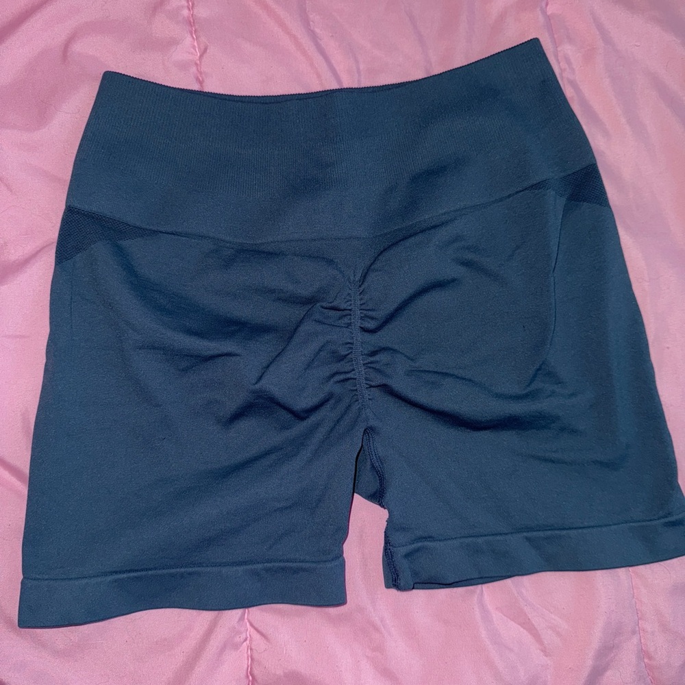 Amazon Women's Butt Scrunched Dark Blue/teal Bike Shorts